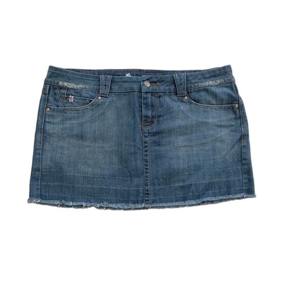 Candies Distressed Light Wash Y2K Denim Jean Mini Skirt Size 13 Junior - Picture 1 of 12